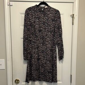 LOFT Skater fit Floral Navy Dress